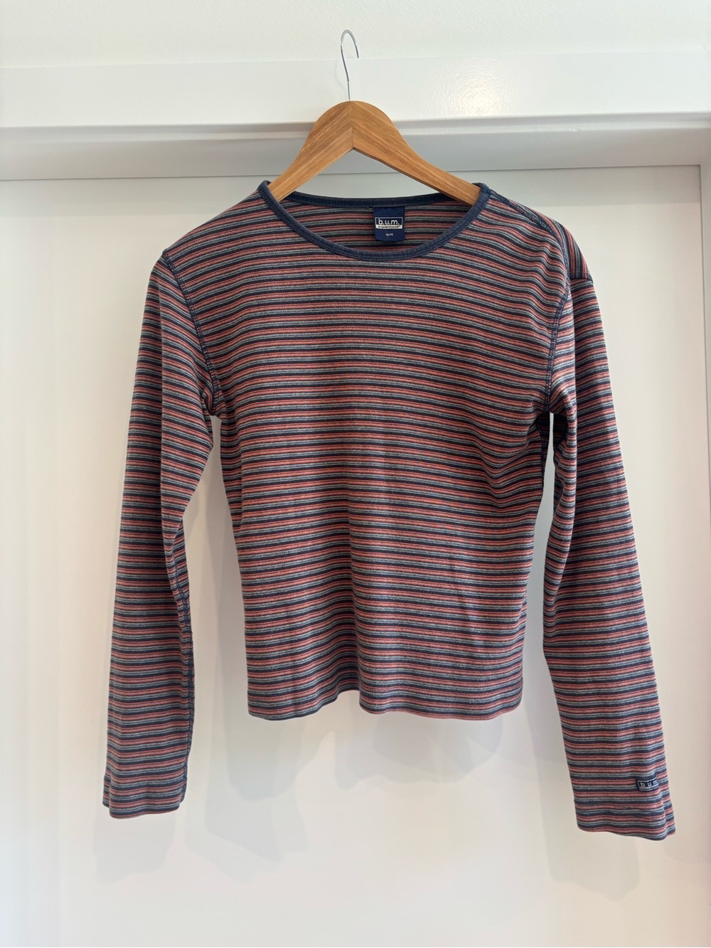 Vintage Y2K b.u.m. Equipment 100% Cotton Striped Crewneck Tee Medium